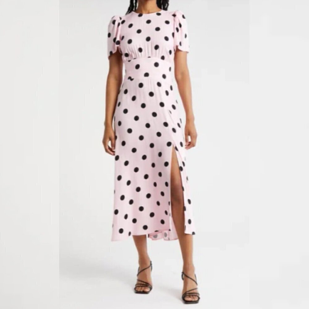 AFRM Jamie Print Open Back Short Sleeve Dress
